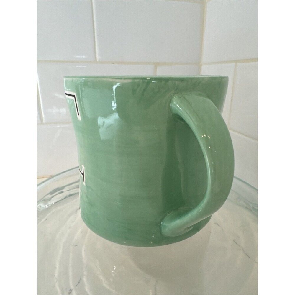 ANTHROPOLOGIE COFFEE TEA CUP MUG GREEN WITH LETTER F 12 OZ - Picture 2 of 10